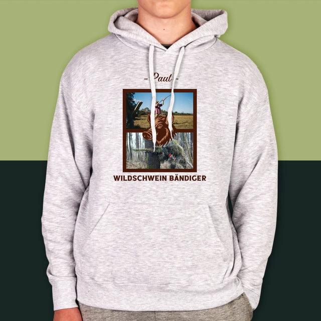 Fotocollage: Wildschwein Bändiger - Kapuzenpullover Für Herren