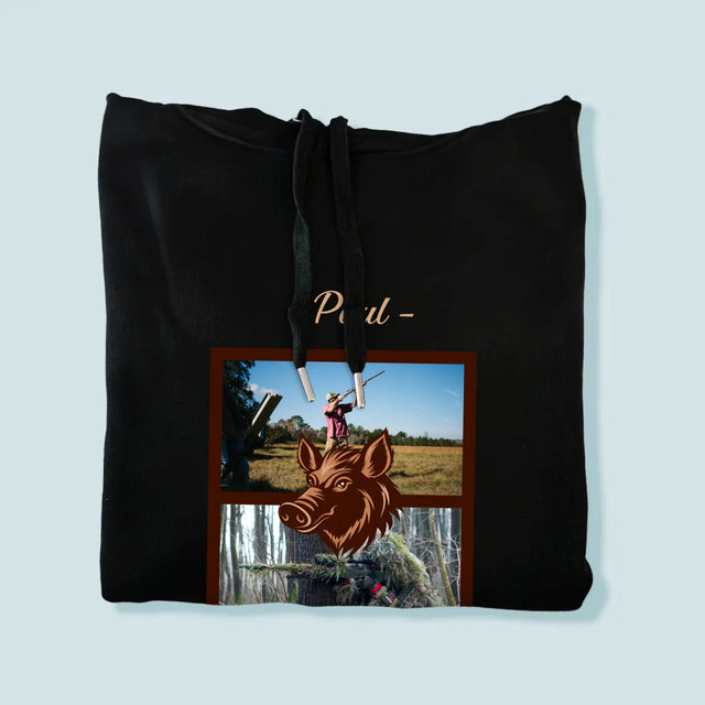 Fotocollage: Wildschwein Bändiger - Kapuzenpullover Für Herren