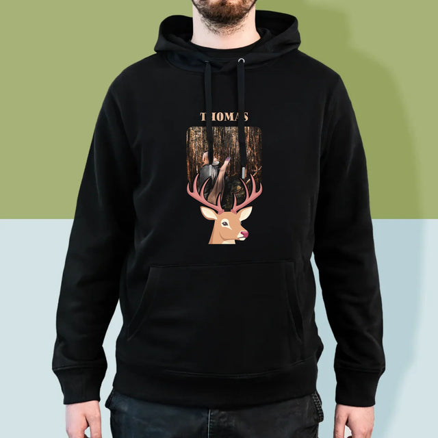 Foto Und Unterschrift: Der Hirsch - Kapuzenpullover Für Herren