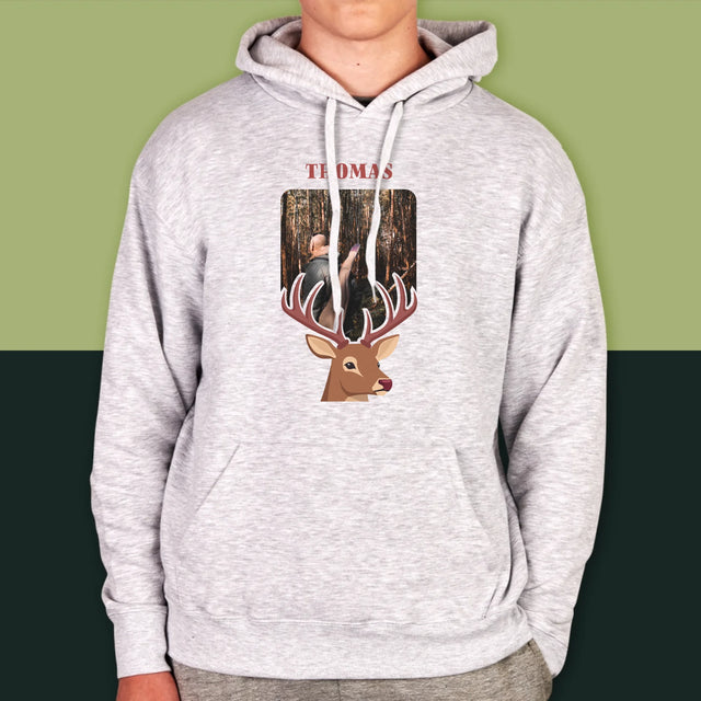 Foto Und Unterschrift: Der Hirsch - Kapuzenpullover Für Herren