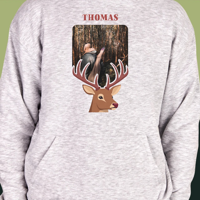 Foto Und Unterschrift: Der Hirsch - Kapuzenpullover Für Herren