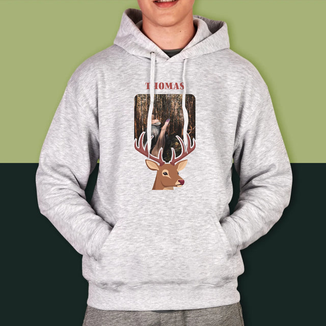 Foto Und Unterschrift: Der Hirsch - Kapuzenpullover Für Herren