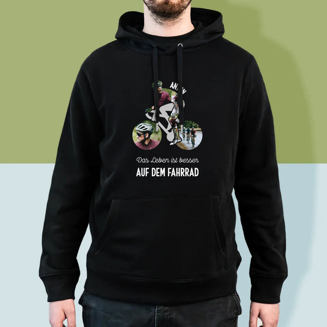 Form-Collage: Das Leben Ist Besser Auf Dem Fahrrad - Kapuzenpullover Für Herren