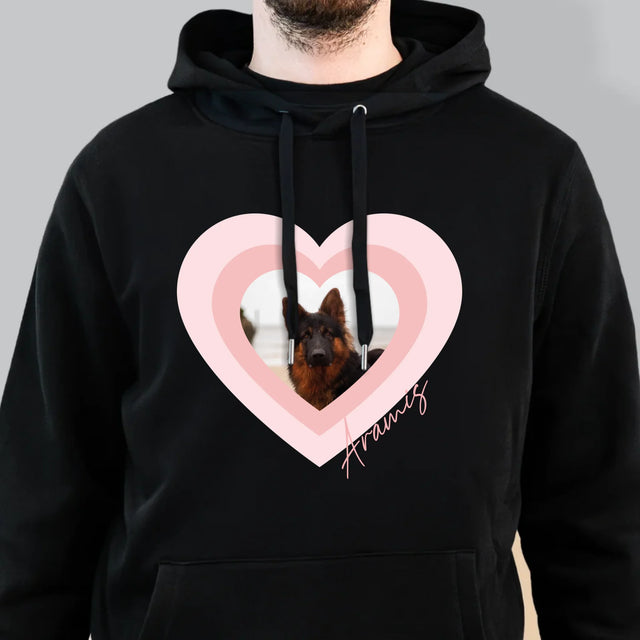 Foto Und Unterschrift: Bild Eines Haustieres Im Herzen - Kapuzenpullover Für Herren