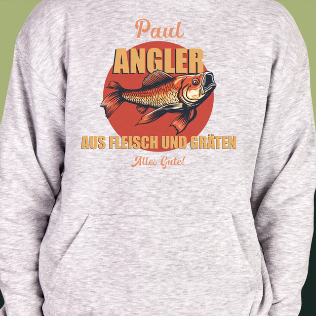 Name Und Unterschrift: Ein Angler Aus Fleisch Und Gräten - Kapuzenpullover Für Herren