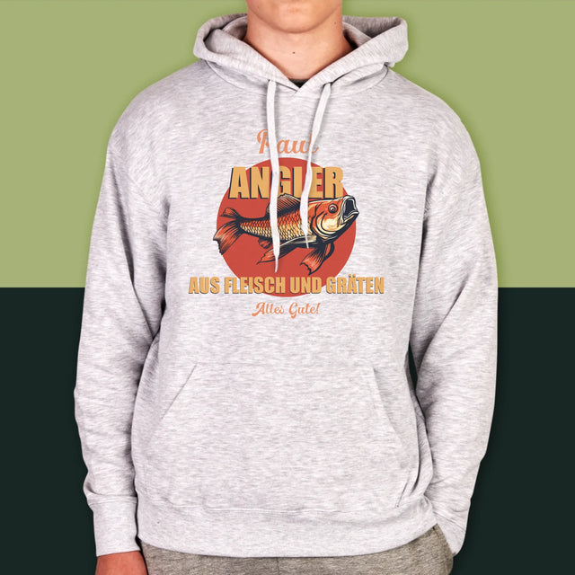 Name Und Unterschrift: Ein Angler Aus Fleisch Und Gräten - Kapuzenpullover Für Herren