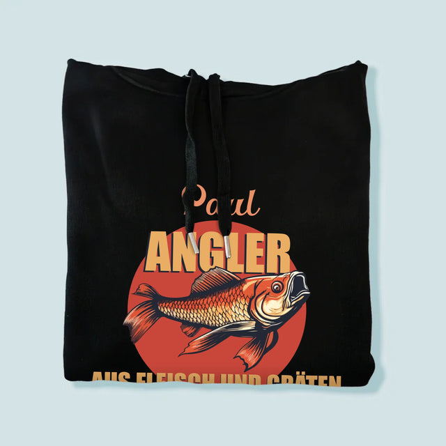 Name Und Unterschrift: Ein Angler Aus Fleisch Und Gräten - Kapuzenpullover Für Herren