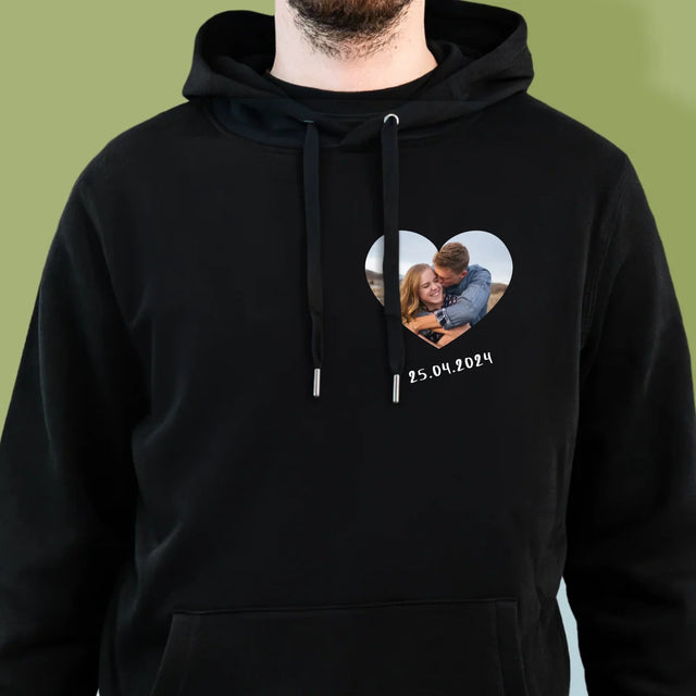 Foto Und Unterschrift: Foto Im Herzen - Kapuzenpullover Für Herren