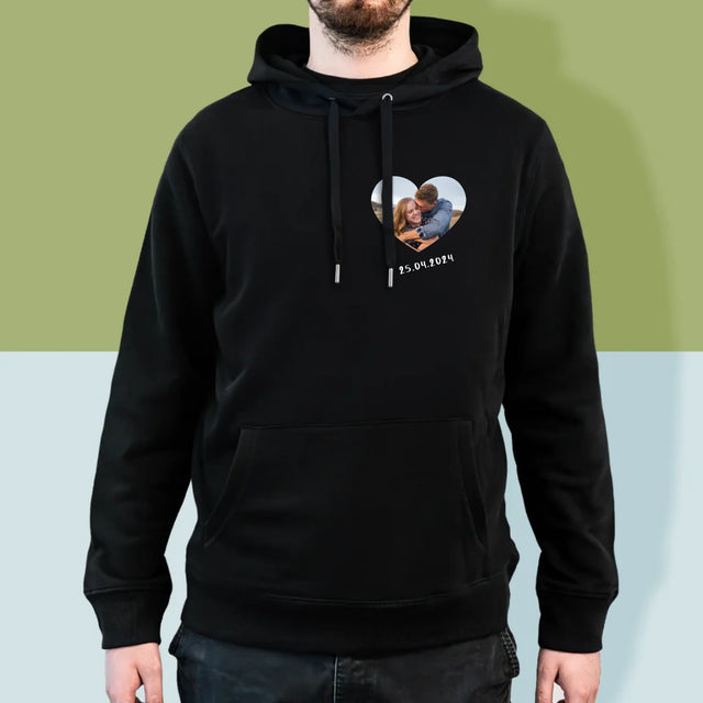 Foto Und Unterschrift: Foto Im Herzen - Kapuzenpullover Für Herren