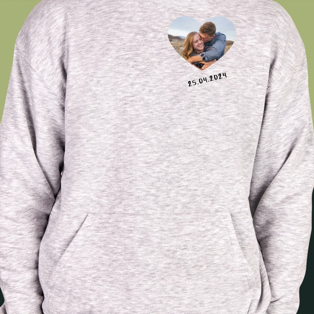 Foto Und Unterschrift: Foto Im Herzen - Kapuzenpullover Für Herren