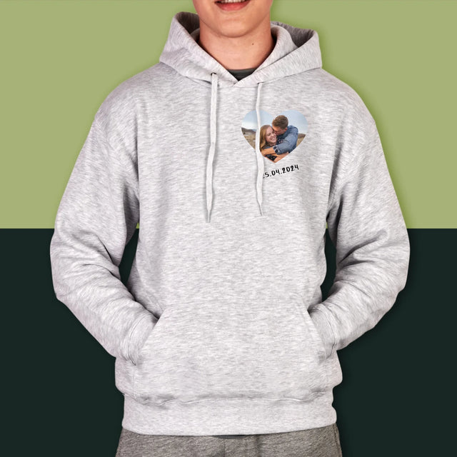 Foto Und Unterschrift: Foto Im Herzen - Kapuzenpullover Für Herren
