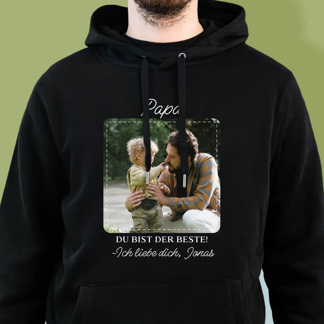 Foto Und Unterschrift: Der Beste Papa - Kapuzenpullover Für Herren