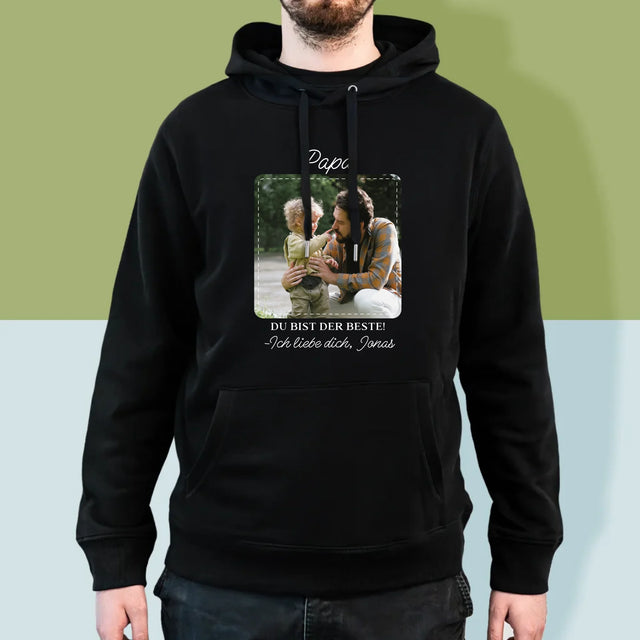 Foto Und Unterschrift: Der Beste Papa - Kapuzenpullover Für Herren