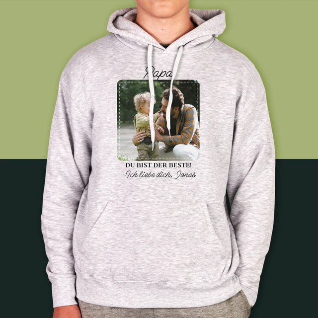 Foto Und Unterschrift: Der Beste Papa - Kapuzenpullover Für Herren