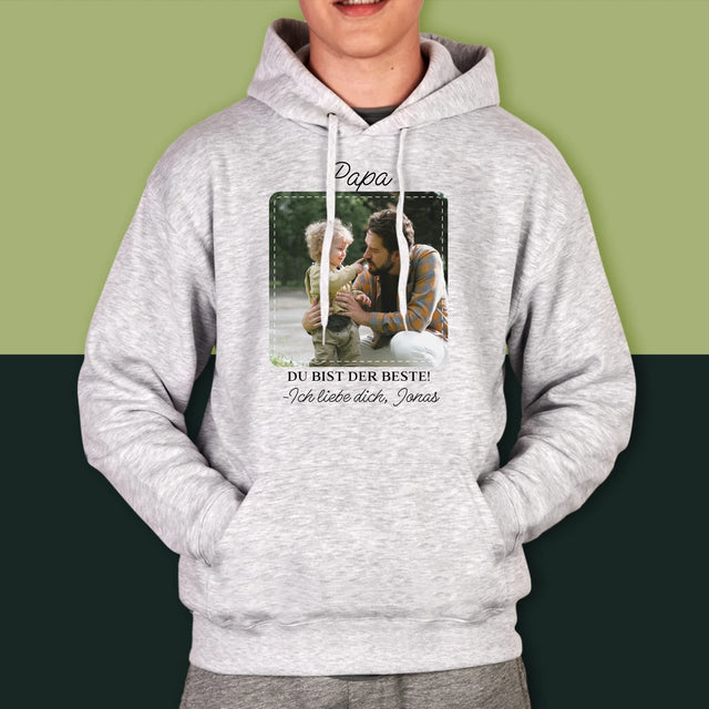 Foto Und Unterschrift: Der Beste Papa - Kapuzenpullover Für Herren