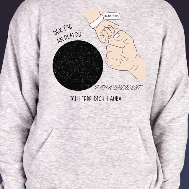 Sternkarte: Der Tag An Dem Du Papa Wurdest - Kapuzenpullover Für Herren