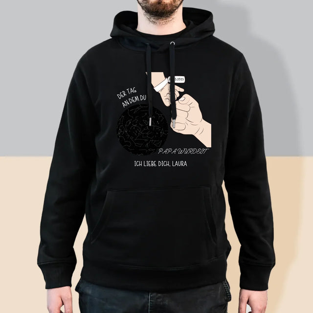 Sternkarte: Der Tag An Dem Du Papa Wurdest - Kapuzenpullover Für Herren
