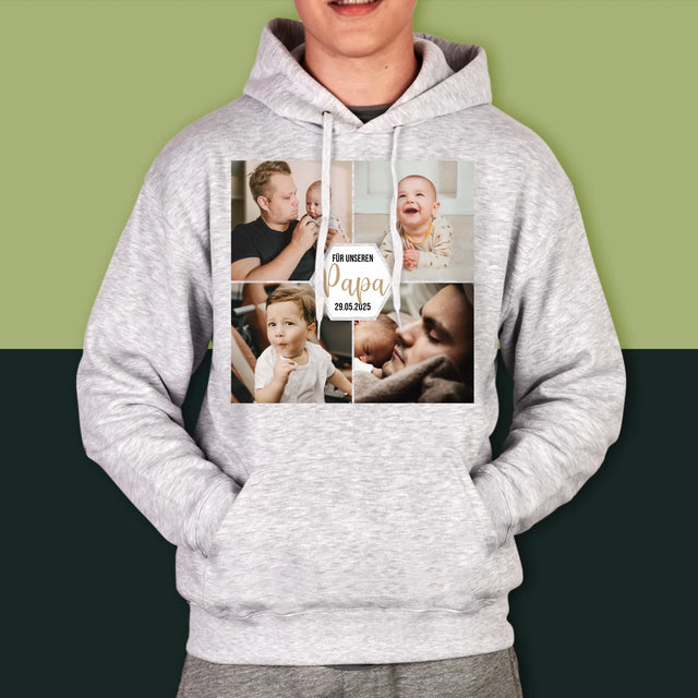 Fotocollage: Für Unseren Papa - Kapuzenpullover Für Herren