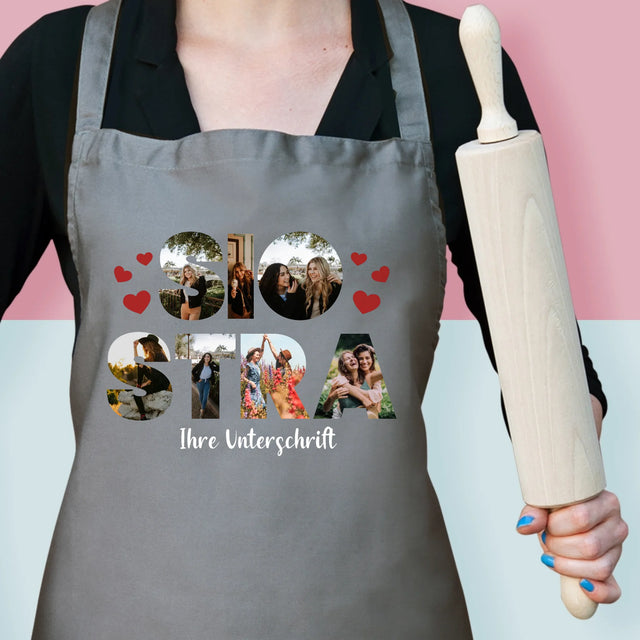 Buchstaben-Collage: Schwester - Schürze