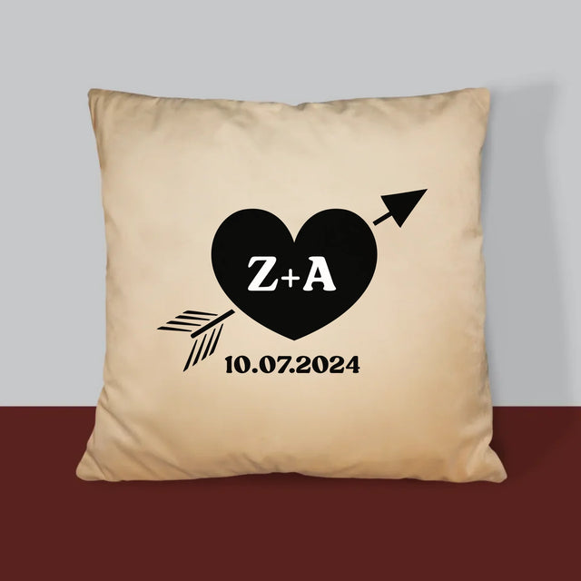 Monogramm: Initialen Herz Mit Pfeil - Kissen