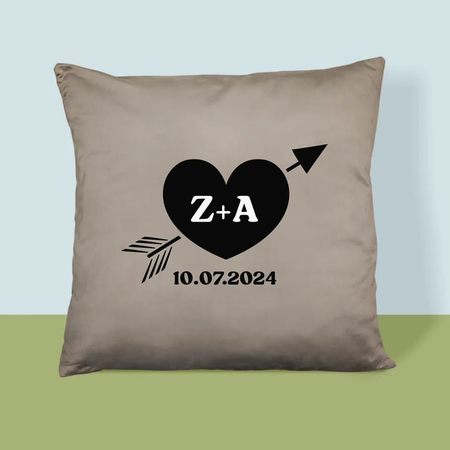 Monogramm: Initialen Herz Mit Pfeil - Kissen