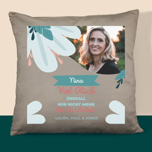 Foto Und Unterschrift: Viel Glück Bei Der Nicht-Arbeit - Kissen