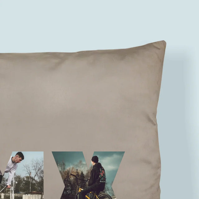 Buchstaben-Collage: Bmx - Kissen