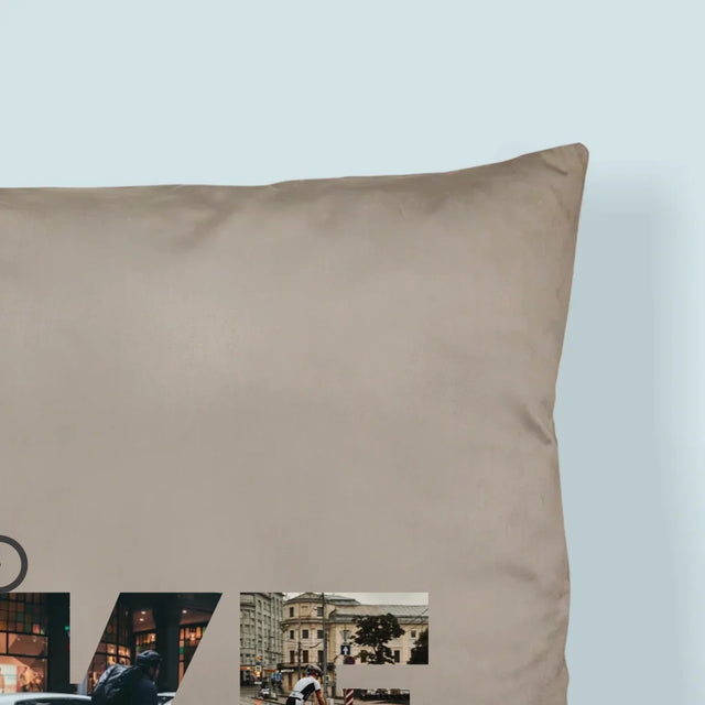 Buchstaben-Collage: Bike - Kissen