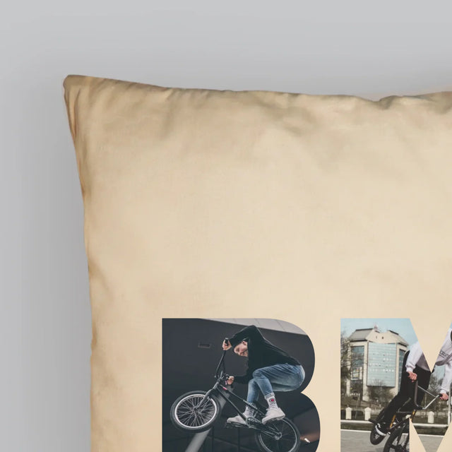 Buchstaben-Collage: Bmx - Kissen