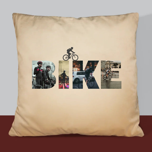 Buchstaben-Collage: Bike - Kissen