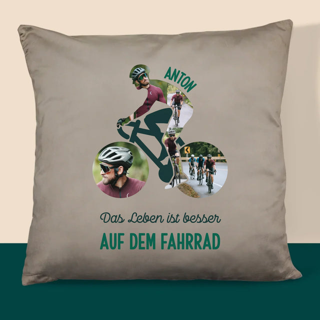 Form-Collage: Das Leben Ist Besser Auf Dem Fahrrad - Kissen