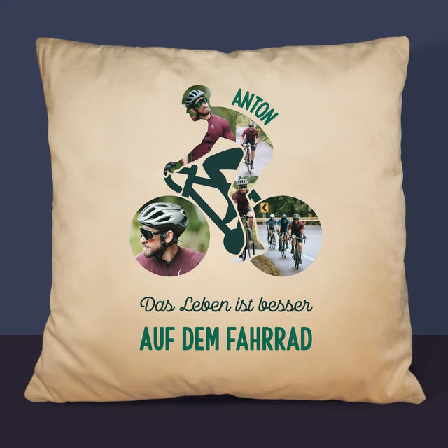 Form-Collage: Das Leben Ist Besser Auf Dem Fahrrad - Kissen