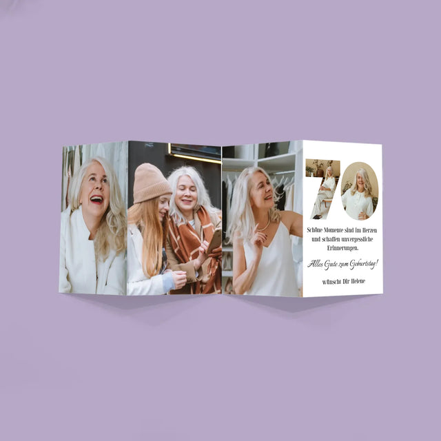 Buchstaben-Collage: 70 Jahre Alt - Fotos, Harmonikaartig Gefaltet