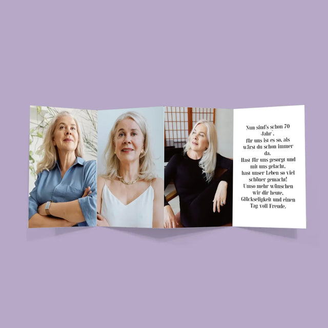 Buchstaben-Collage: 70 Jahre Alt - Fotos, Harmonikaartig Gefaltet