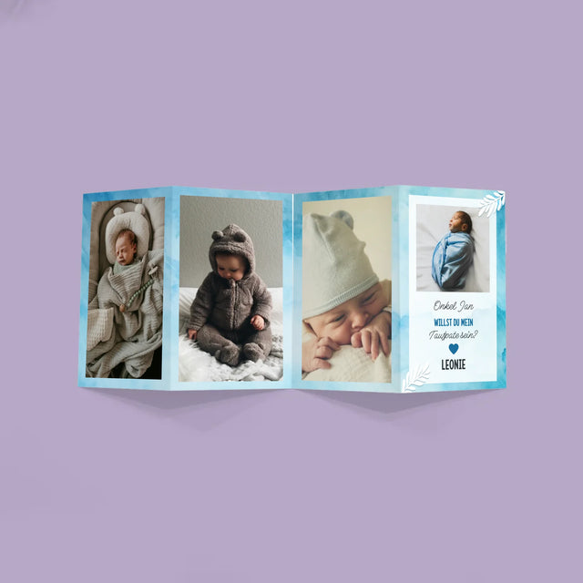 Fotocollage: Willst Du Mein Taufpate Sein? - Fotos, Harmonikaartig Gefaltet