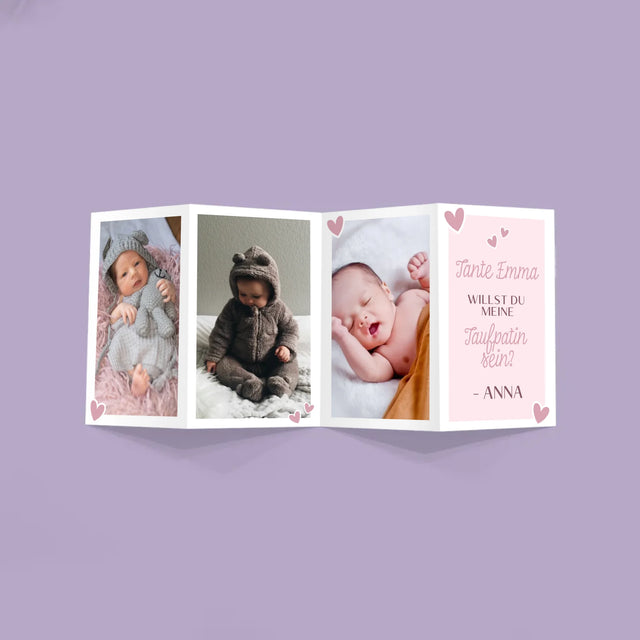 Fotocollage: Willst Du Meine Taufpatin Sein? - Fotos, Harmonikaartig Gefaltet