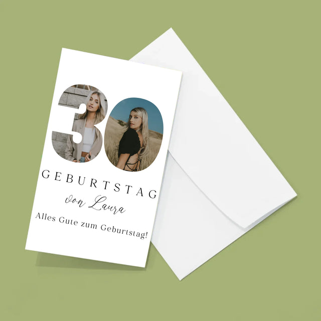 Buchstaben-Collage: 30. Geburtstag Signatur - Fotos, Harmonikaartig Gefaltet