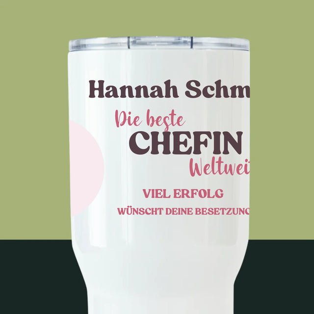 Fotocollage: Beste Chefin - Thermobecher Weiß