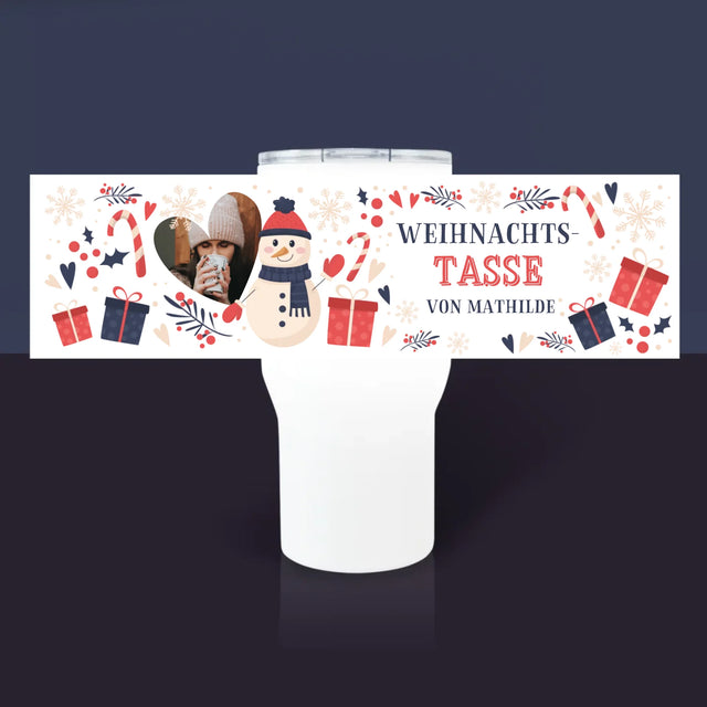 Foto Und Unterschrift: Weihnachtstasse - Thermobecher Weiß