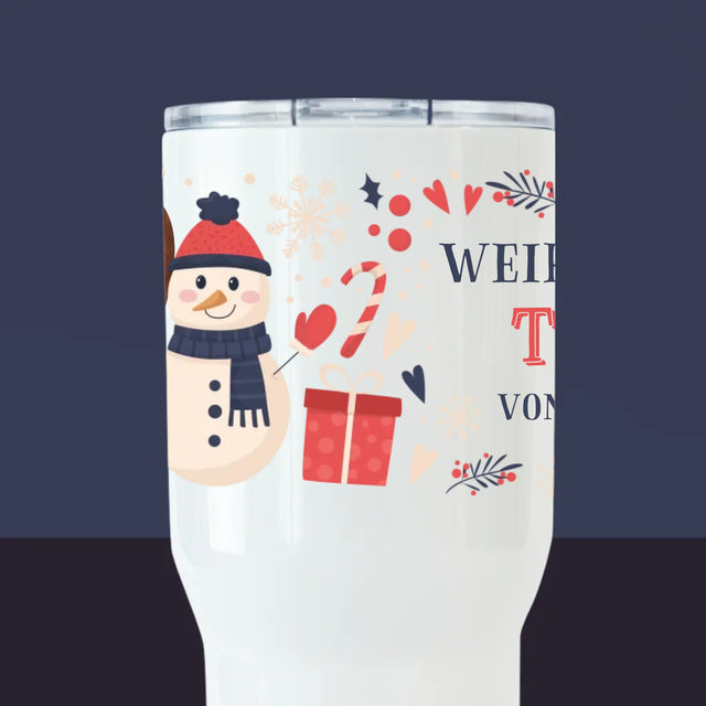 Foto Und Unterschrift: Weihnachtstasse - Thermobecher Weiß