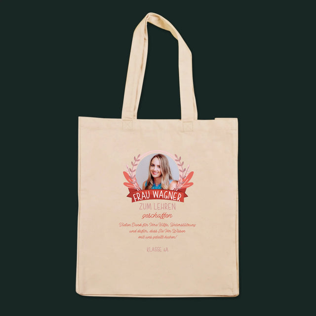 Foto und Bildunterschrift: Made For Teaching – bedruckte Canvas-Tasche | DE