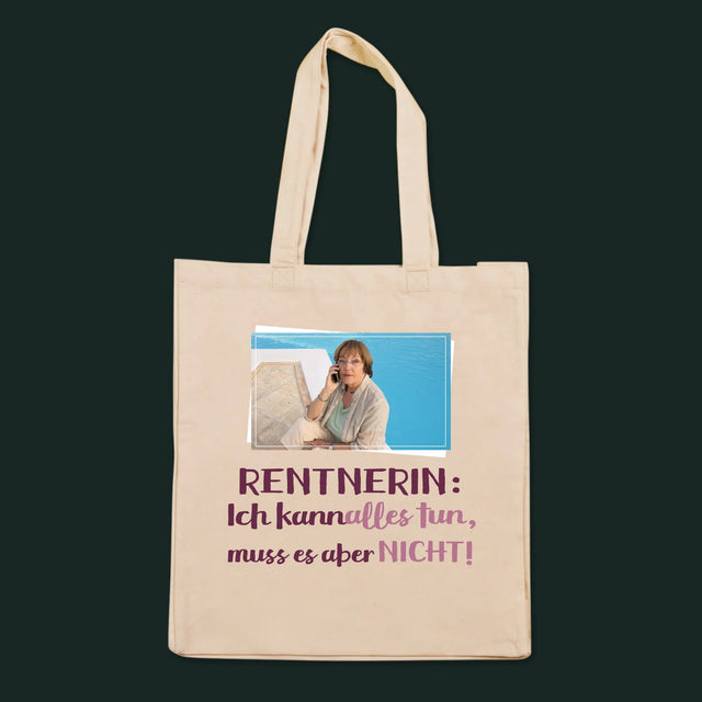 Foto und Unterschrift: Rentner Ich kann alles - Canvas Tasche mit Aufdruck | DE