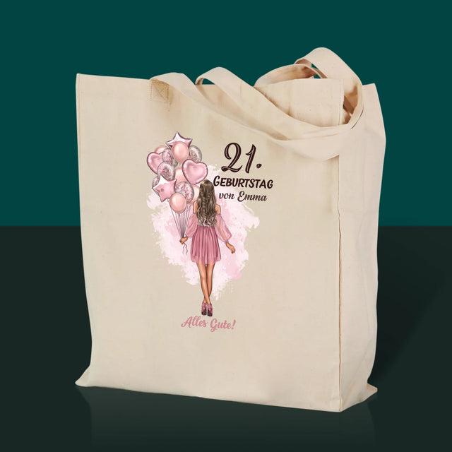 Charakter-Ersteller: Geburtstagsballons – Canvas-Tasche | DE