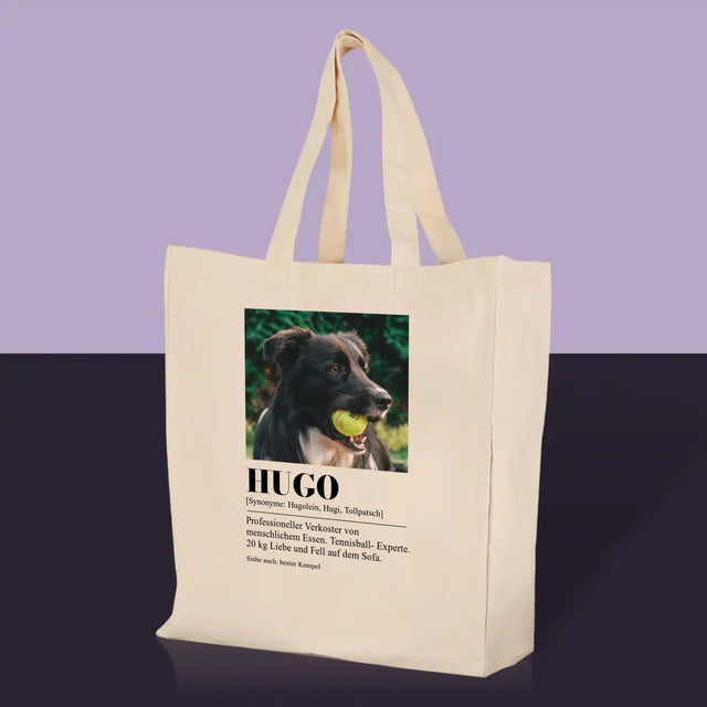 Foto und Bildunterschrift: Schülerdefinition – Canvas-Tasche mit Aufdruck | DE