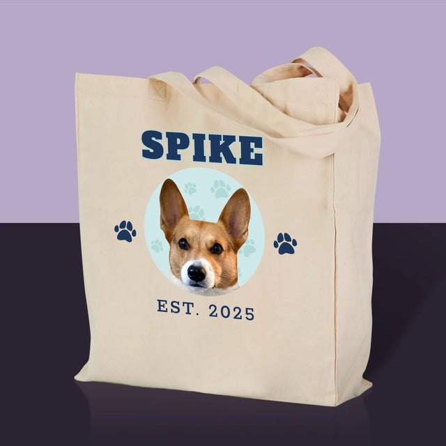 Dein Charakter: Dein Hund Varsity – Bedruckte Canvas-Tasche | DE