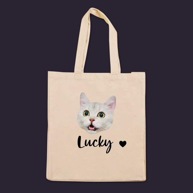 Dein Charakter: Dein Katzenkopf - Canvas Tasche mit Aufdruck | DE