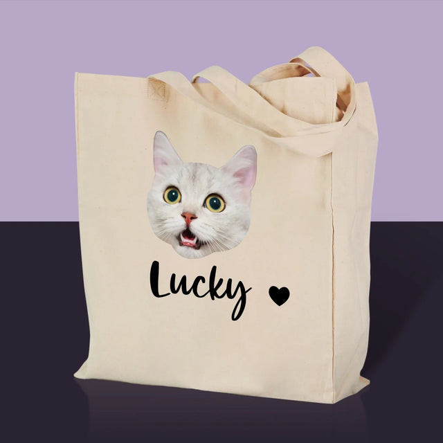 Dein Charakter: Dein Katzenkopf - Canvas Tasche mit Aufdruck | DE