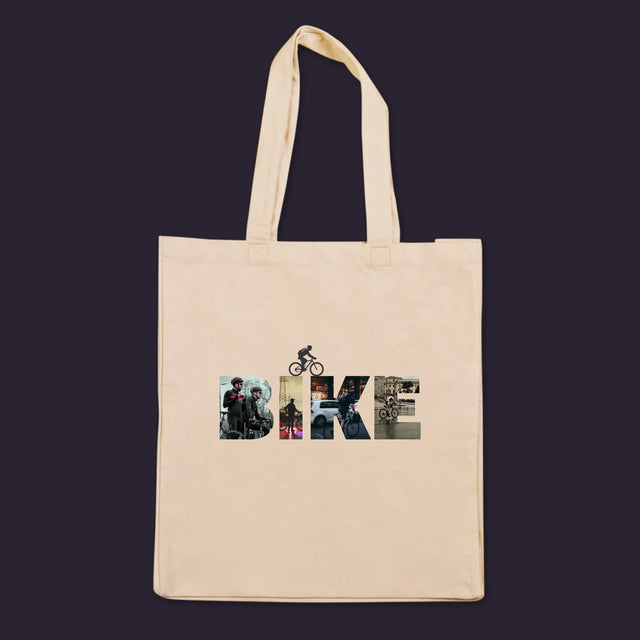Wort aus Bildern: Fahrrad - Canvastasche mit Aufdruck | DE