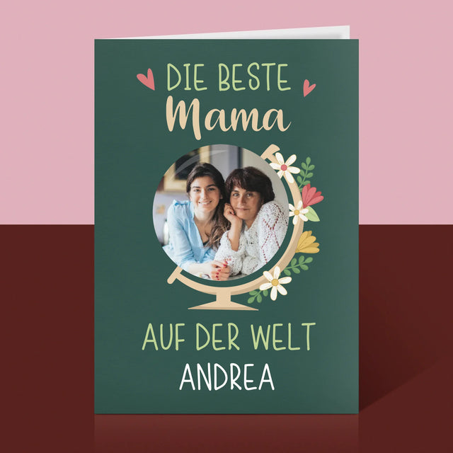 Foto Und Unterschrift: Beste Mama Welt - Glückwunschkarte