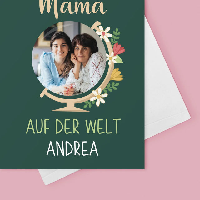 Foto Und Unterschrift: Beste Mama Welt - Glückwunschkarte